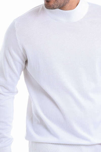 Ekru Regular Fit Düz 100% Pamuk Yarım Balıkçı Yaka Triko Kazak - 7