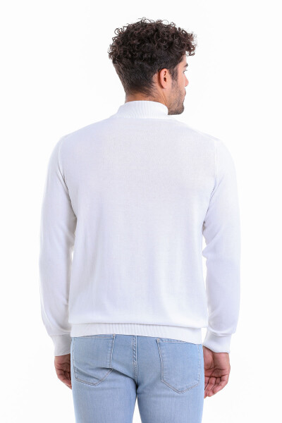 Ekru Regular Fit Düz 100% Pamuk Yarım Balıkçı Yaka Triko Kazak - 9