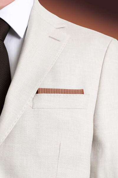 Kahverengi Desenli Klasik Saten Cep Mendili - 3