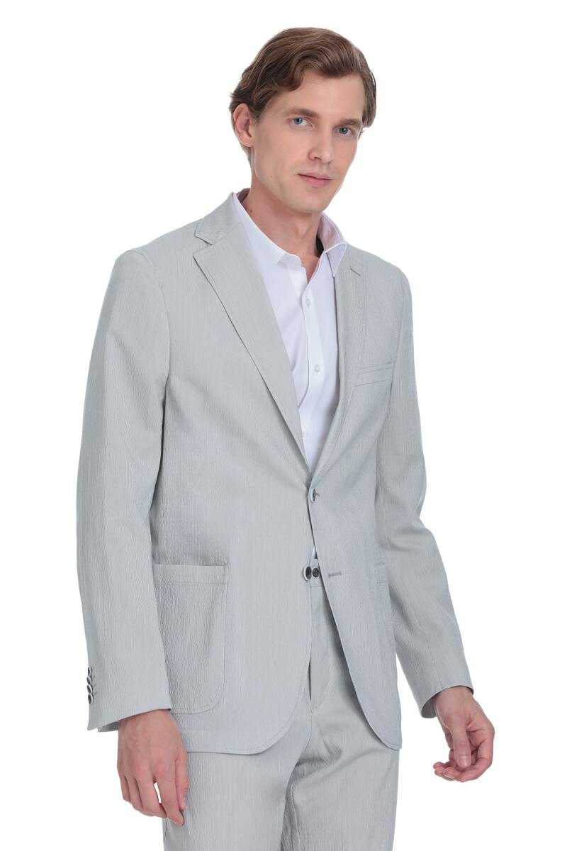 Gri Comfort Fit Mono Yaka Casual Takım Elbise - HTML (1)