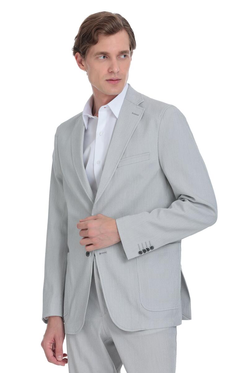 Gri Comfort Fit Mono Yaka Casual Takım Elbise - HTML (1)