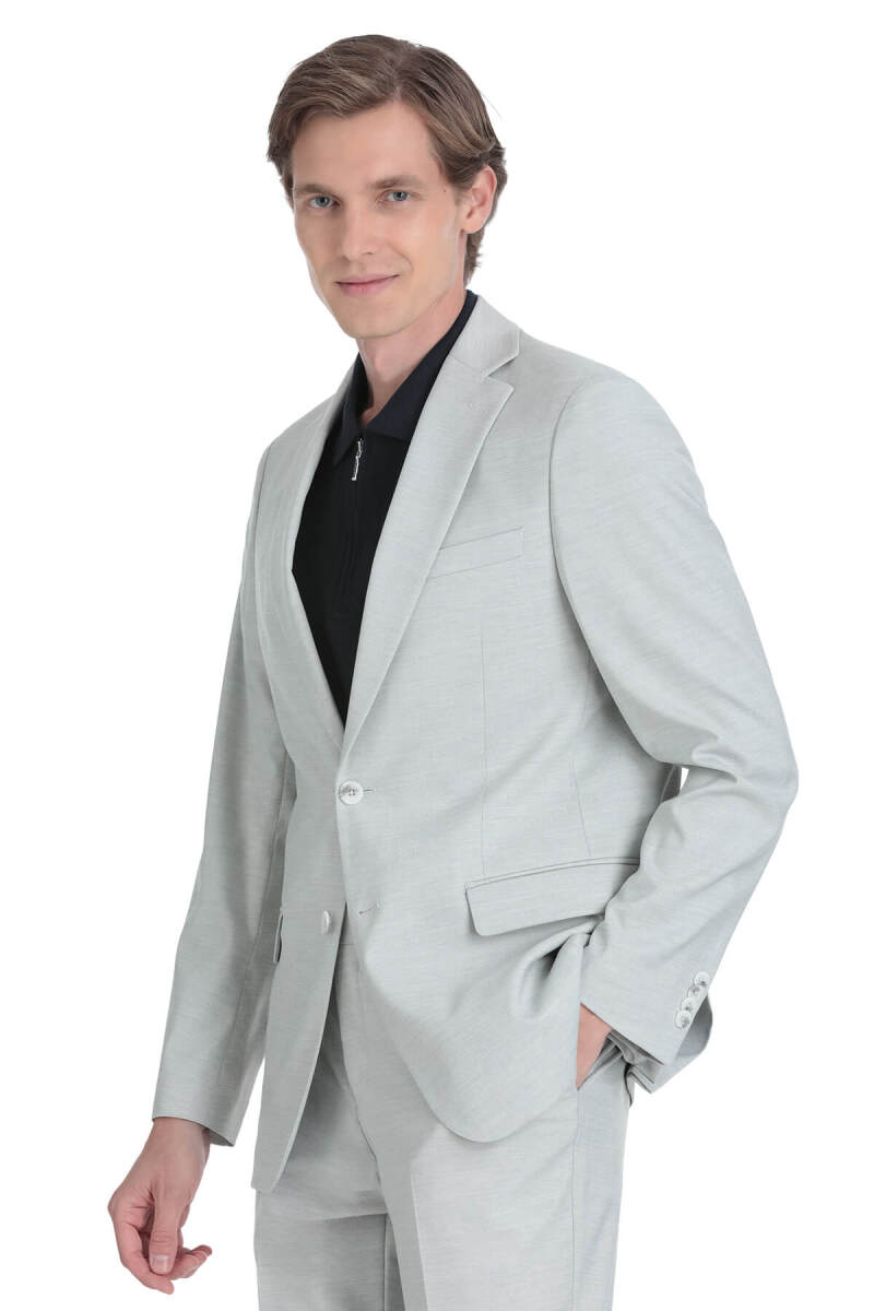 Gri Comfort Fit Mono Yaka Klasik Takım Elbise - Hatemoğlu (1)