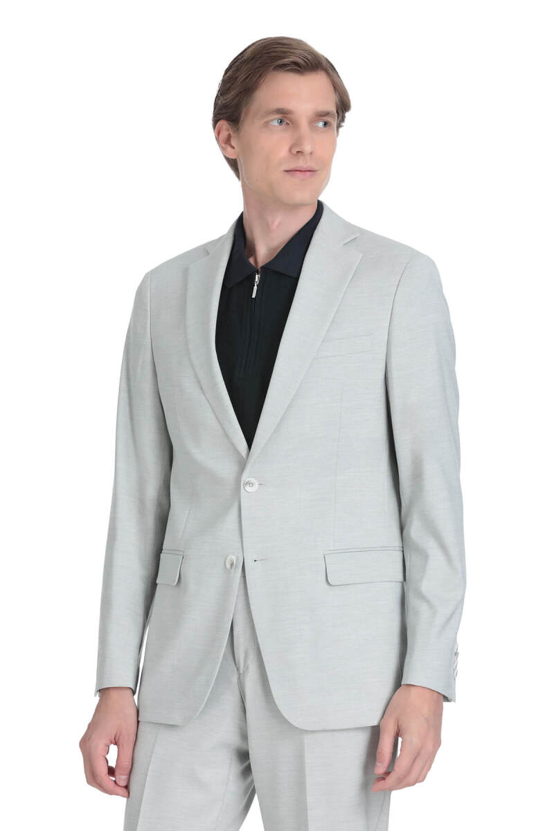 Gri Comfort Fit Mono Yaka Klasik Takım Elbise - Hatemoğlu (1)