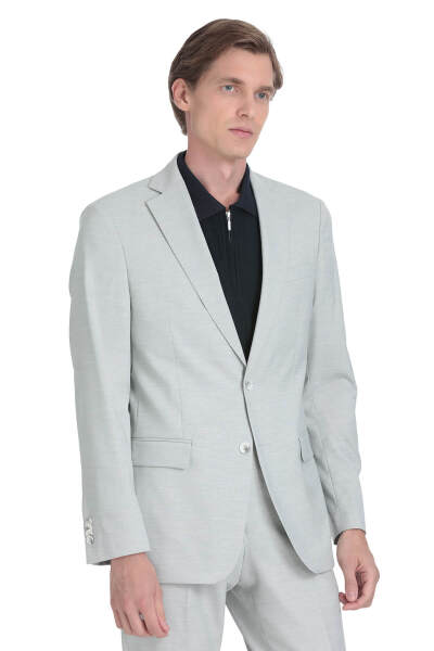 Gri Comfort Fit Mono Yaka Klasik Takım Elbise - 4