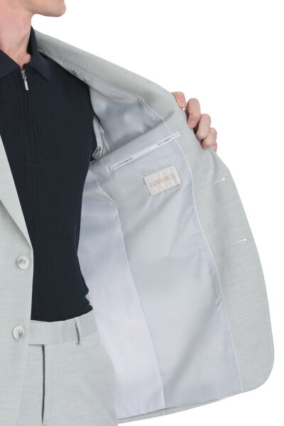 Gri Comfort Fit Mono Yaka Klasik Takım Elbise - 5