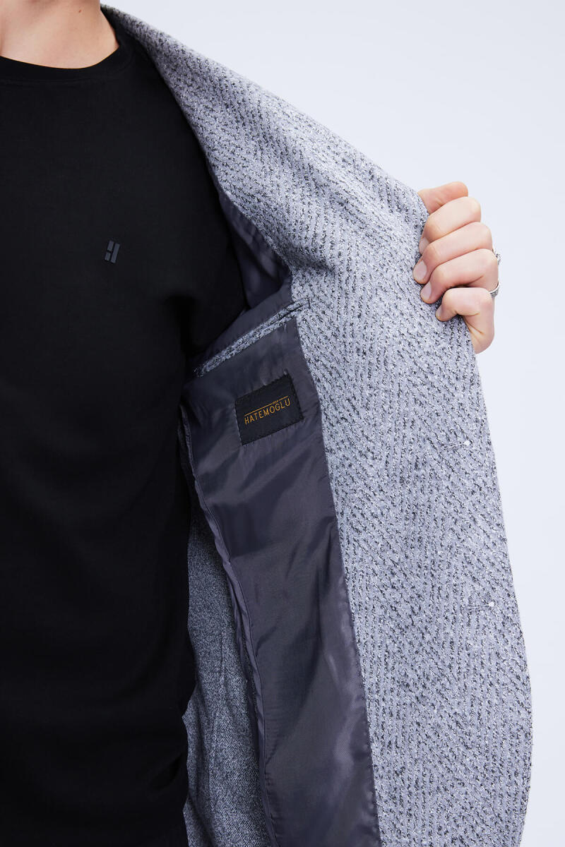 Gri Comfort Fit Mono Yaka Pamuklu Ceket - Hatemoğlu (1)