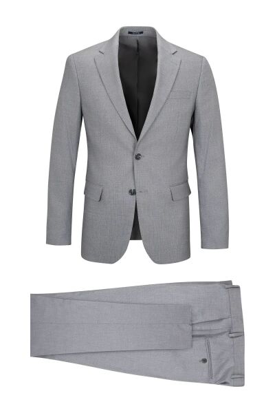 Gri Comfort Fit Mono Yaka Takım Elbise - 1