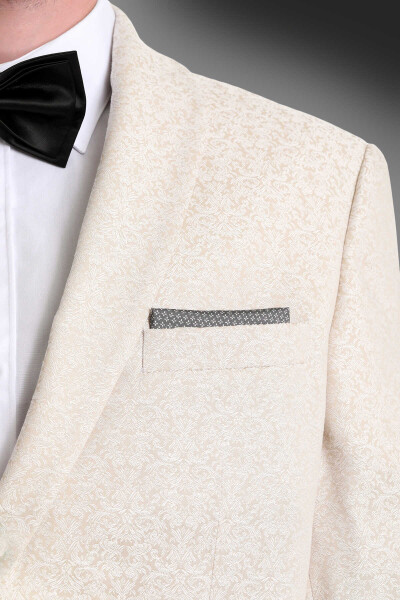 Gri Desenli Klasik Saten Cep Mendili - 3