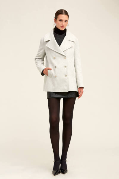 Saykı Woman Gri Dinamik Fit Kruvaze Kaşe Mont - 1