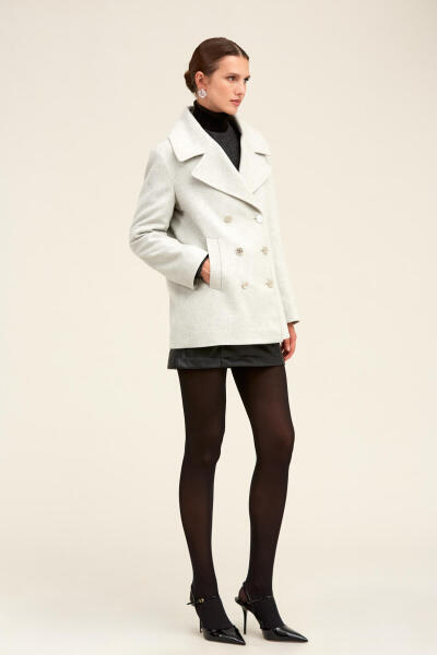 Saykı Woman Gri Dinamik Fit Kruvaze Kaşe Mont - 3