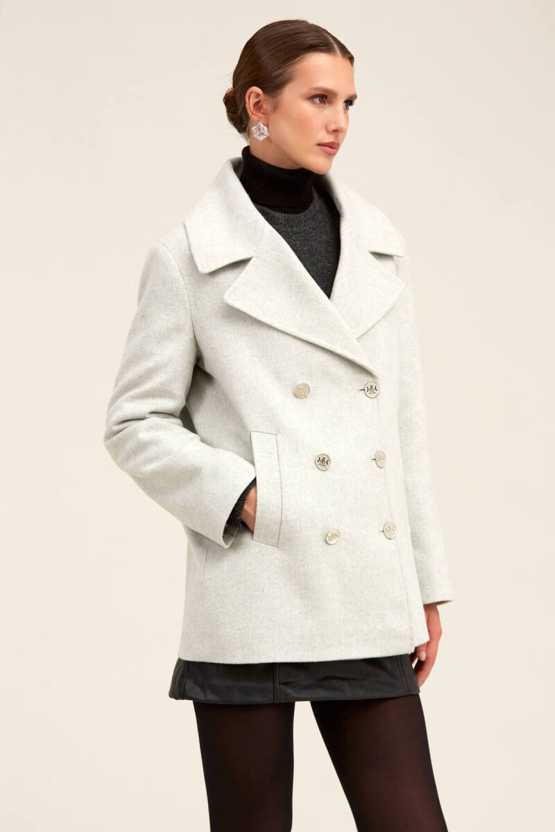 Saykı Woman Gri Dinamik Fit Kruvaze Kaşe Mont - Saykı Woman (1)