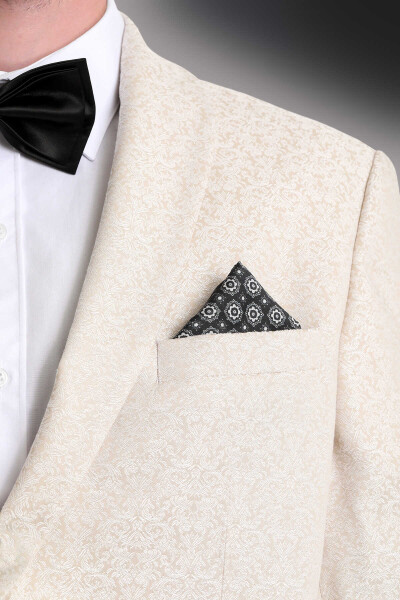 Gri Klasik Saten Cep Mendili - 2