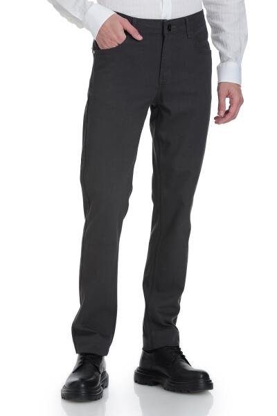 Gri Rahat Kesim 5 Cep Pamuklu Kanvas Pantolon - 2