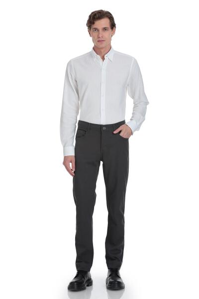 Gri Rahat Kesim 5 Cep Pamuklu Kanvas Pantolon - 1