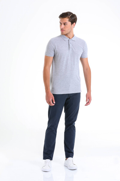Gri Regular Fit 100% Pamuk Polo Yaka Tişört - 3
