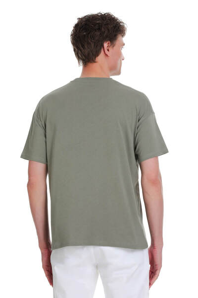 Gri Regular Fit 100% Pamuk Bisiklet Yaka Oversize Tişört - 5