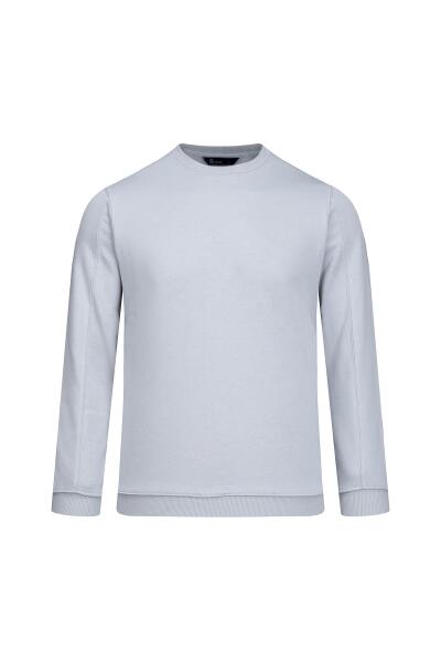 Gri Regular Fit Bisiklet Yaka 100% Pamuk Sweatshirt 