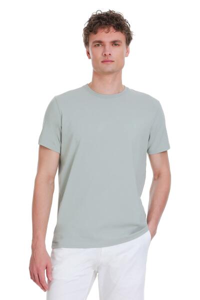 Gri Regular Fit Bisiklet Yaka Pamuklu Tişört 