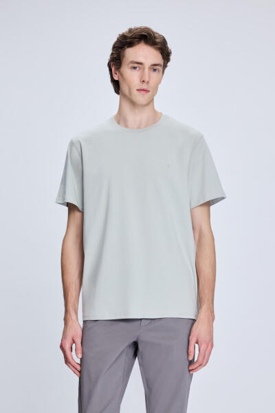 Gri Regular Fit Bisiklet Yaka Pamuklu Tişört 