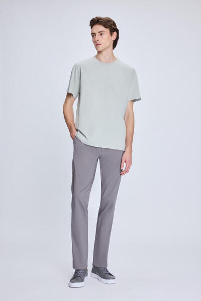 Gri Regular Fit Bisiklet Yaka Pamuklu Tişört - 2