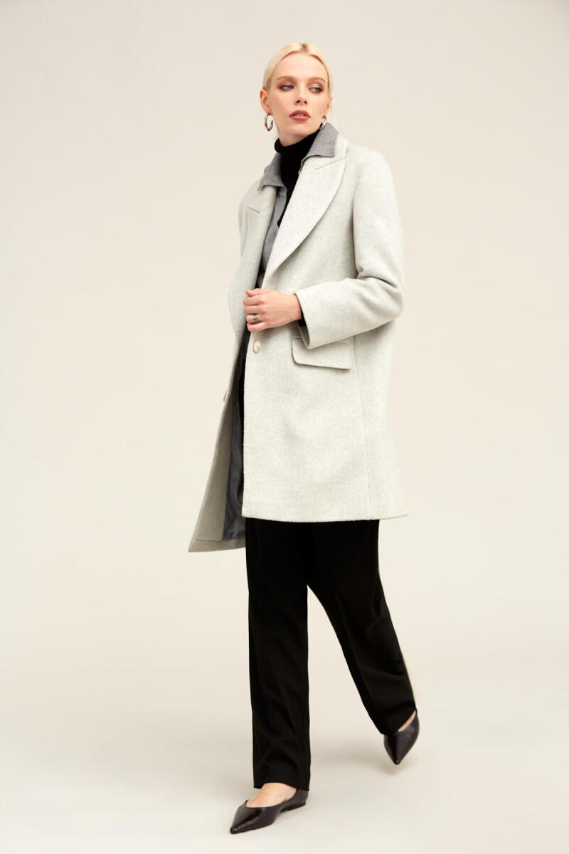 Saykı Woman Gri Regular Fit Ceket Yaka Kaşe Oversize Manto - Saykı Woman (1)