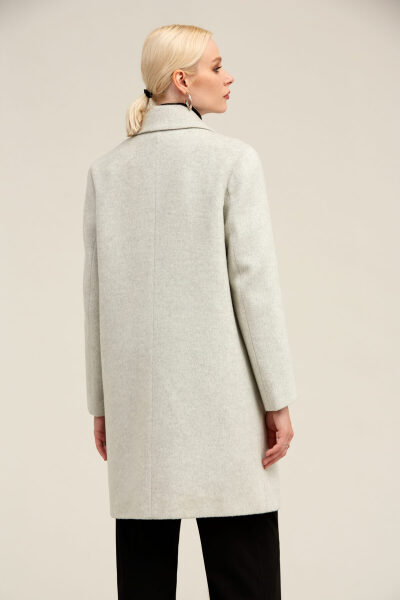 Saykı Woman Gri Regular Fit Ceket Yaka Kaşe Oversize Manto - 15