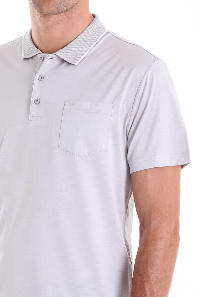 Gri Regular Fit 100% Pamuk Polo Yaka Tişört - 5