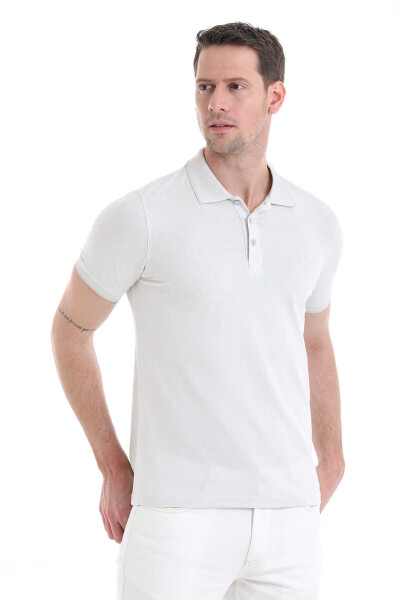 Gri Regular Fit 100% Pamuklu Polo Yaka Tişört - 3