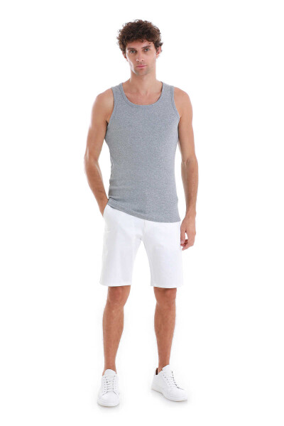 Gri Regular Fit Pamuklu Örme Atlet - 2