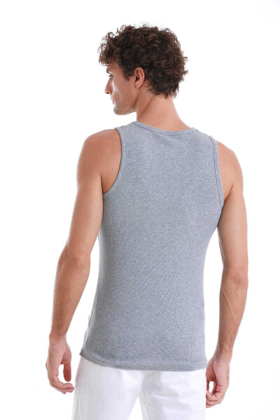 Gri Regular Fit Pamuklu Örme Atlet - 6