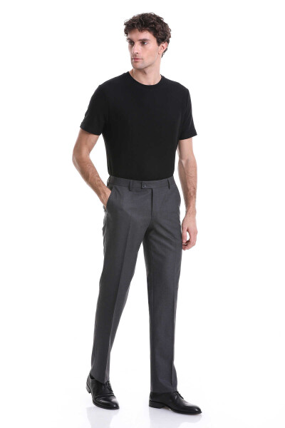 Gri Regular Fit Yandan Cepli Flanel Kumaş Pantolon - 2