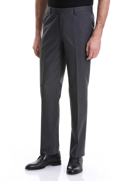 Gri Regular Fit Yandan Cepli Flanel Kumaş Pantolon - 4
