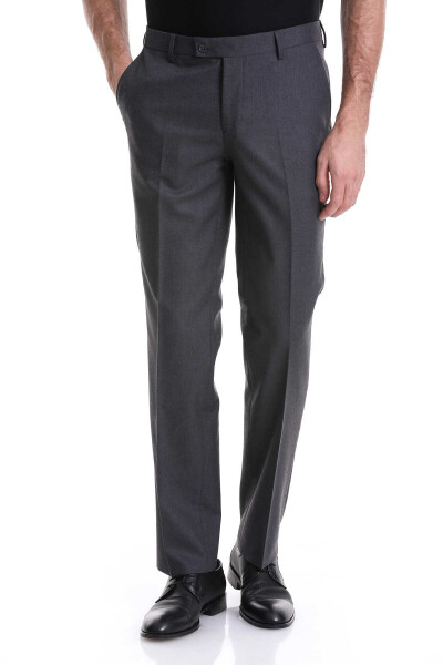 Gri Regular Fit Yandan Cepli Flanel Kumaş Pantolon - Hatemoğlu