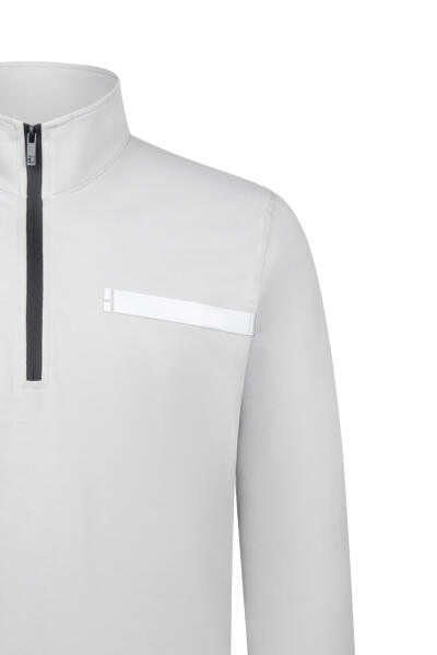 Gri Regular Fit Fermuarlı Yarım Balıkçı Yaka Pamuklu Sweatshirt - 3