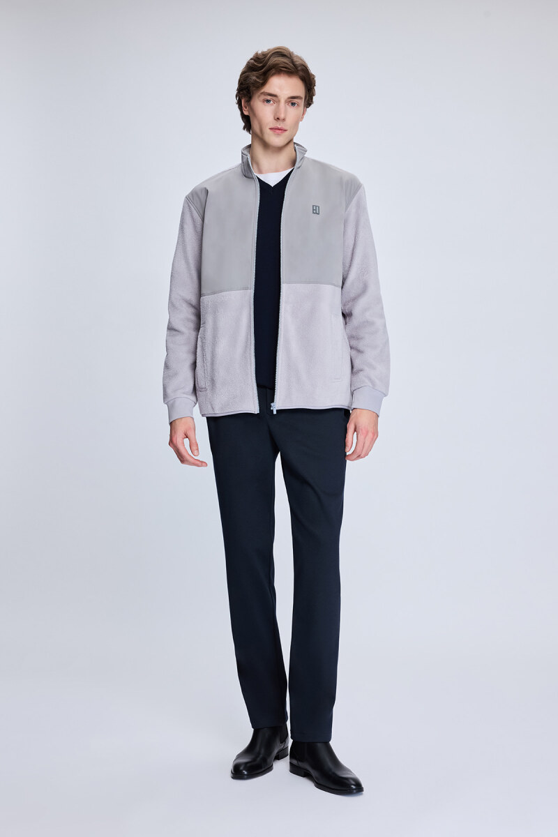 Gri Regular Fit Hakim Yaka Baharlık Mont - HTML (1)