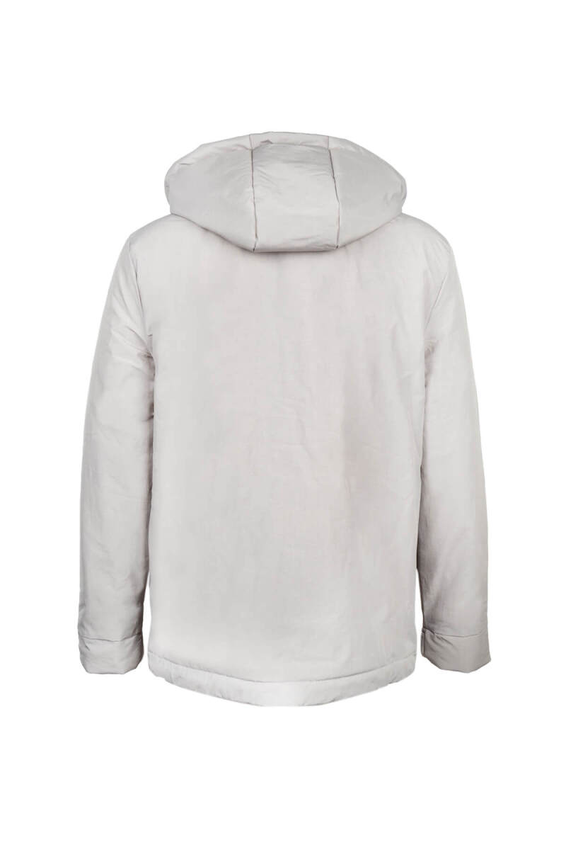 Gri Regular Fit Hakim Yaka Kapüşonlu Kaban - Hatem Saykı (1)