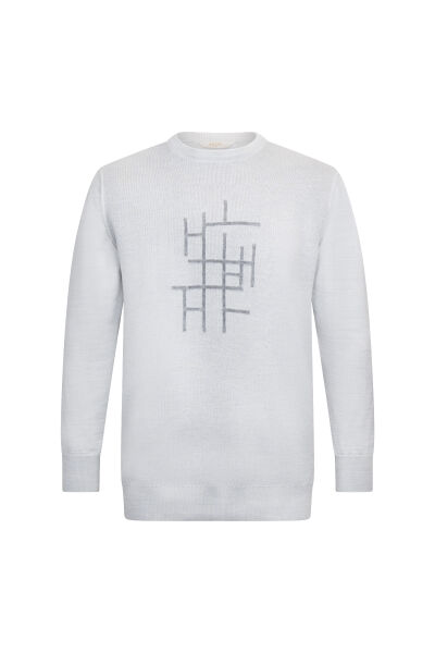 Gri Regular Fit Jakarlı Bisiklet Yaka Yünlü Triko Kazak 