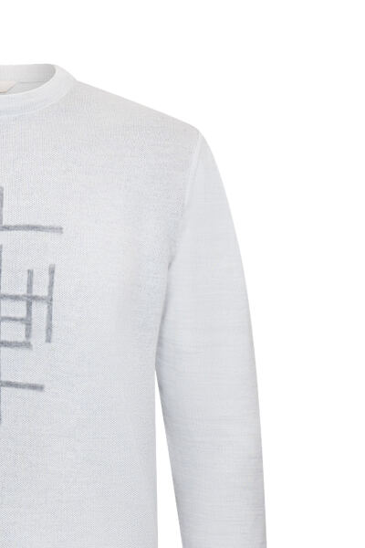 Gri Regular Fit Jakarlı Bisiklet Yaka Yünlü Triko Kazak - 3