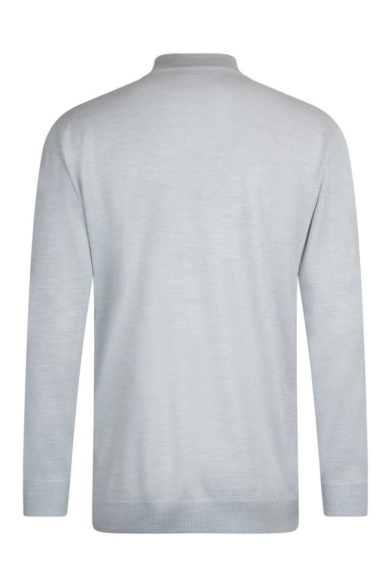 Gri Regular Fit Jakarlı Yarım Balıkçı Yaka Yünlü Kazak - Hatemoğlu (1)