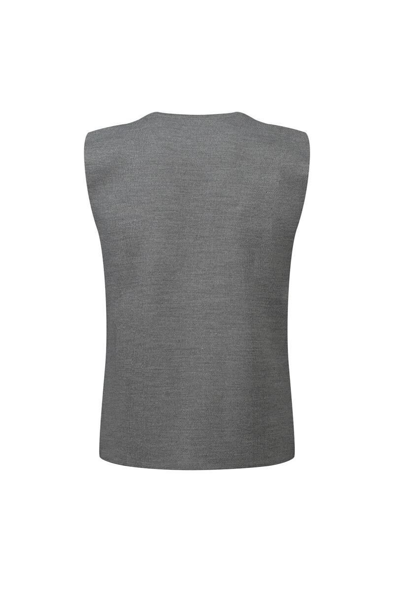 Gri Regular Fit Kruvaze Triko Yelek - Hatemoğlu (1)