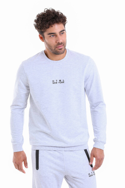 Gri Regular Fit Pamuklu Bisiklet Yaka Sweatshirt - 2