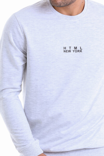 Gri Regular Fit Pamuklu Bisiklet Yaka Sweatshirt - 6