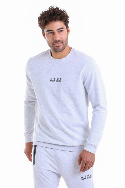 Gri Regular Fit Pamuklu Bisiklet Yaka Sweatshirt - 8