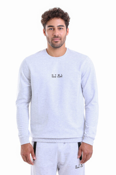 Gri Regular Fit Pamuklu Bisiklet Yaka Sweatshirt - 12