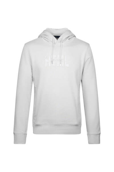 Gri Regular Fit Pamuklu Kapüşonlu Kanguru Cepli Sweatshirt - 1