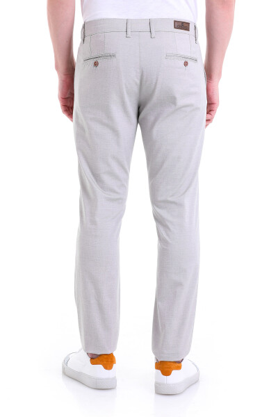 Gri Regular Fit Desenli Pamuklu Yandan Cep Kanvas Pantolon - 5