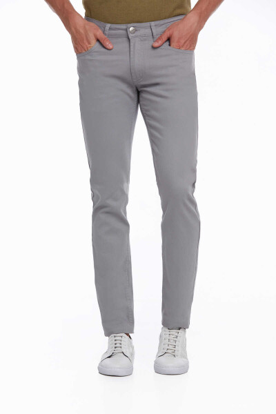 Gri Regular Fit Pamuklu 5 Cep Kot Pantolon - 2