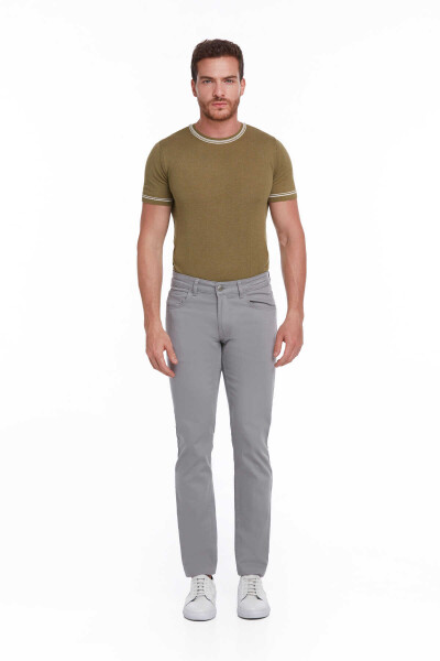 Gri Regular Fit Pamuklu 5 Cep Kot Pantolon - 6