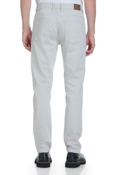 Gri Slim Fit 5 Cep Pamuklu Kanvas Pantolon - 5