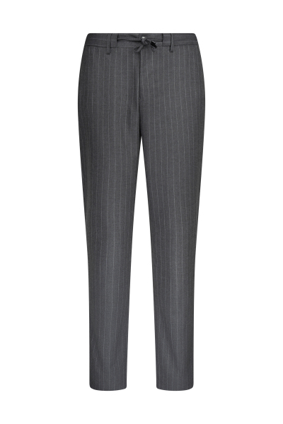 Gri Slim Fit Çizgili Mono Yaka Klasik Takım Elbise - 3